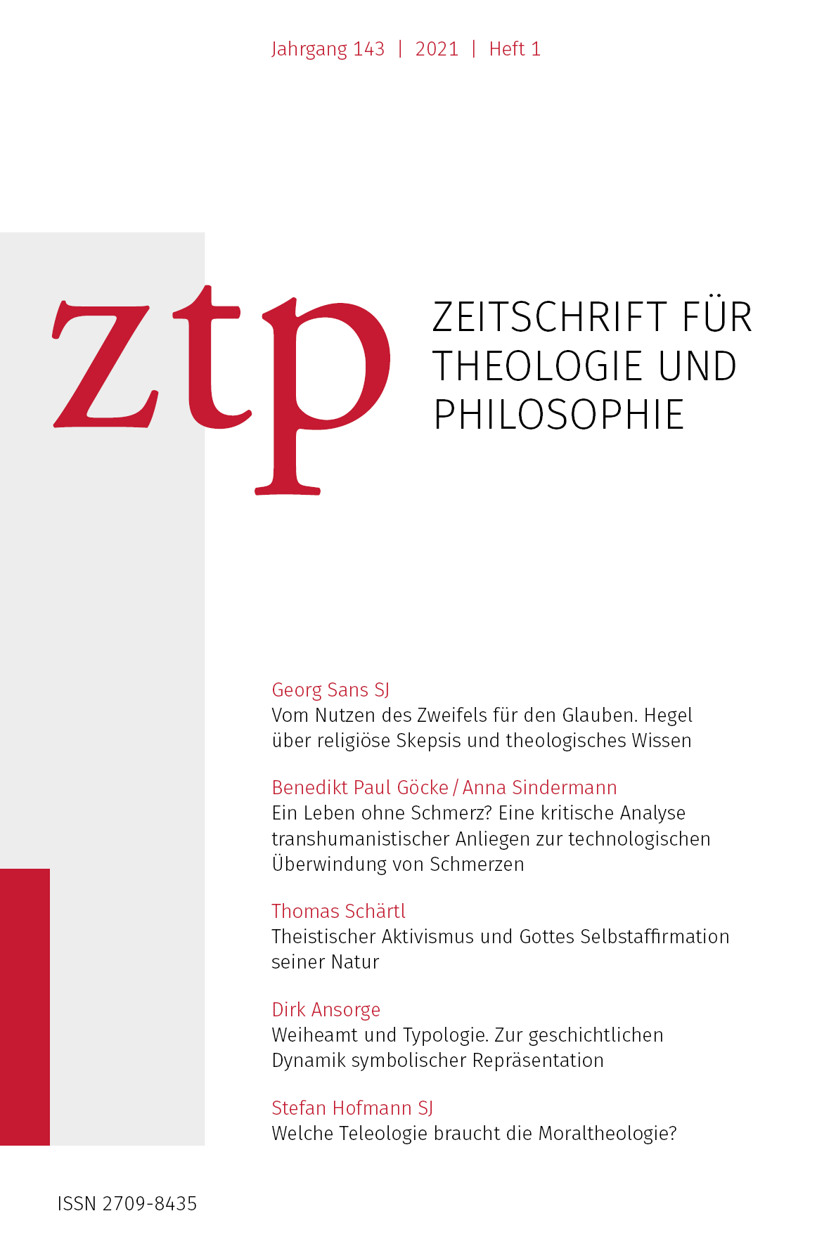 Titelbild der Zeitschrift für Theologie und Philosophie